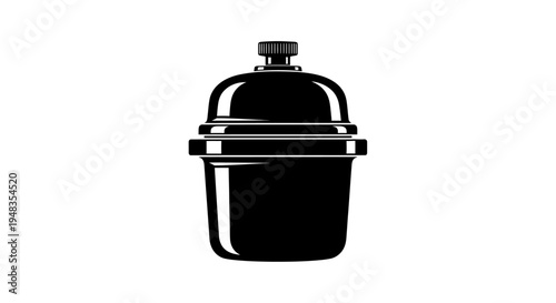 Black cocktail shaker icon shiny metal cocktail mixer with cap used for blending drinks