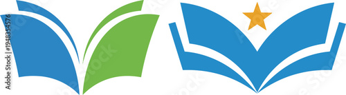 Book learning education logo set knowledge symbol creative emblem