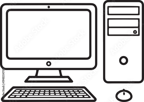 Classic desktop computer setup with monitor, tower, keyboard, and mouse