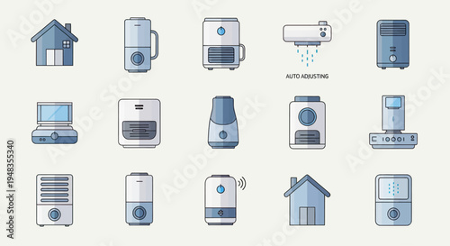 Collection of household appliances and smart devices, including humidifiers and air purifiers