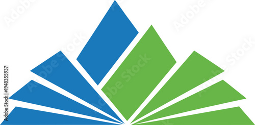 Abstract blue and green fan shape background