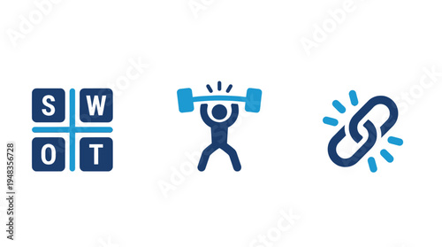 SWOT Analysis Icons For Business Strategy And Planning Concepts
