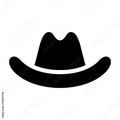 Minimalist black cowboy hat icon silhouette for western lifestyle, ranching, and rodeo themes