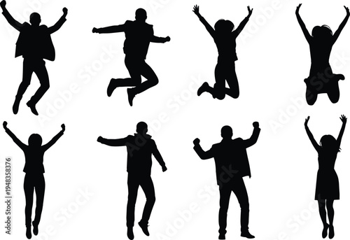 Black silhouettes set of professional fishermen sitting on chairs and standing while holding fishing rods isolated on white background for outdoor hobby and relaxation concepts