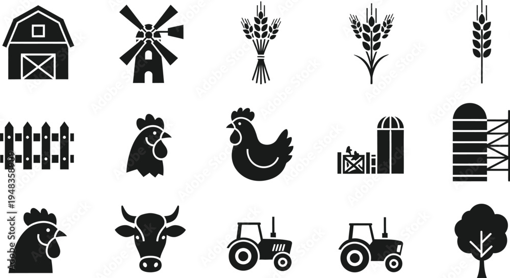 Fototapeta premium Farm icons and symbols