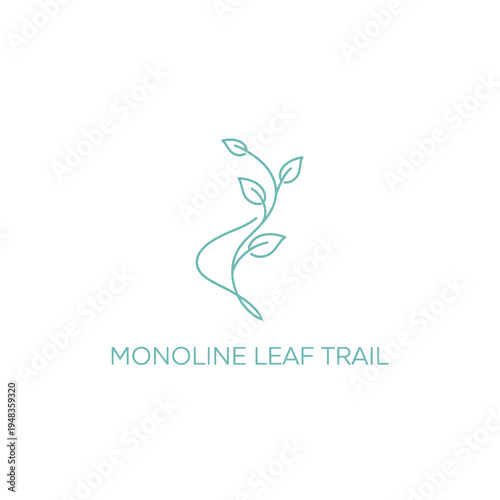 Monoline Leaf Trail Minimalist Botanical Logo