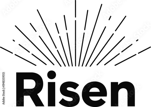 Risen logo with radiant sunburst design