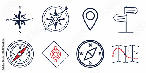 a collection of navigation icons Vector