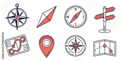 collection of navigation icons Vector