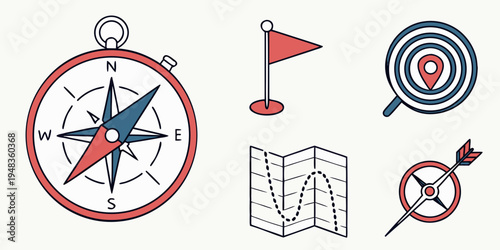 icons of navigation and direction tools Vector