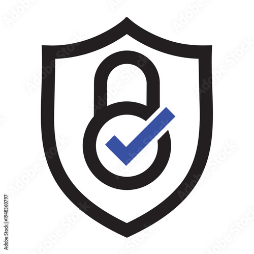 Secure Shield: A strong shield symbol, combined with a padlock and a checkmark, suggests security and protection.