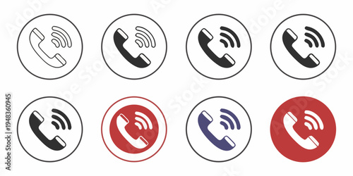 a set of nine different colored phone icons with signal strength indicators Vector