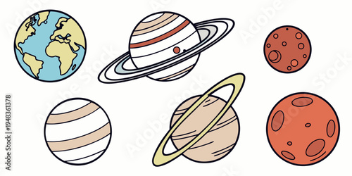 a collection of planets in our solar system Vector