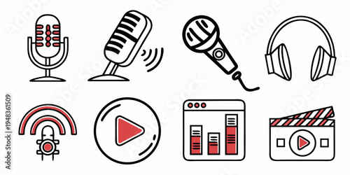 a set of icons related to audio and video production Vector
