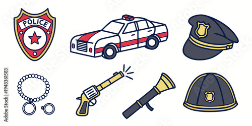police badge and officer equipment Vector