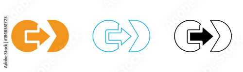 Three variations of a circular arrow icon