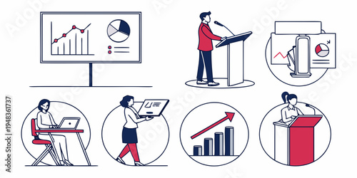 business people working with graphs and charts Vector