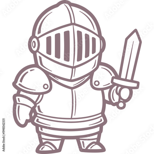 Chibi Knight Holding Sword Illustration