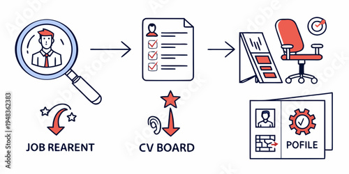 a flowchart for a job recruitment process Vector