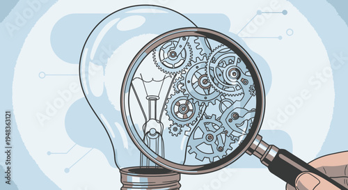 Complex Mechanism Inside Light Bulb, Innovation Concept
