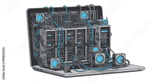 Complex Computer System Inside Laptop - Digital Infrastructure