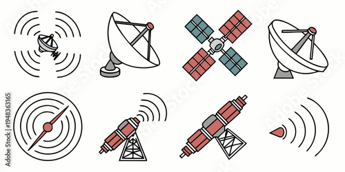 a collection of satellite and antenna icons Vector