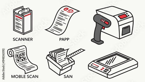 a collection of different types of scanners Vector