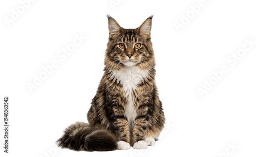 Fotografie maine coon cat on white background
