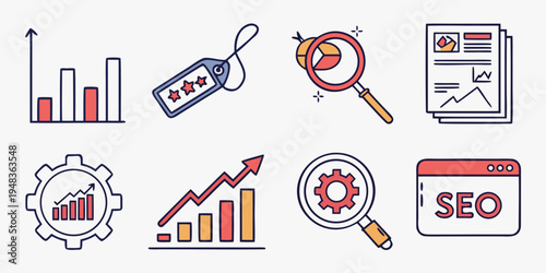 a collection of seo and business icons Vector