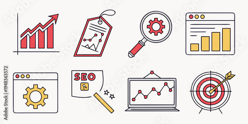 a collection of business and seo related icons Vector