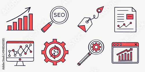 a collection of seo and business analytics icons Vector