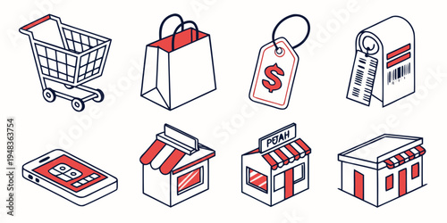 a set of ecommerce and shopping icons Vector