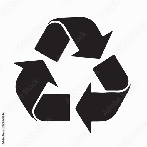 A green eco-friendly recycling symbol icon featuring three arrows in a circle represents a sustainable waste reuse concept for environmental conservation on a black background vector illustration