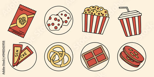 a collection of various fast food items Vector