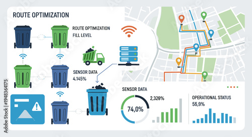 An infographic detailing waste management route optimization.