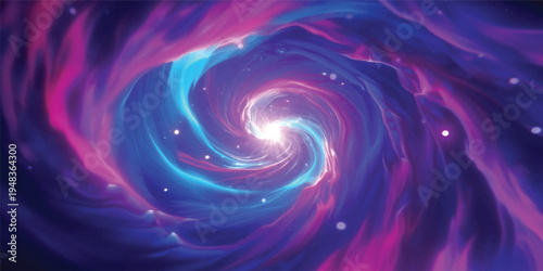 An abstract purple and blue fractal background featuring a digital swirl design with a red heart glowing amidst a light-filled spiral vortex and energy-infused curves of liquid texture