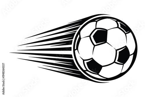 Energetic soccer ball with motion streaks, symbolizing speed and athletic competition