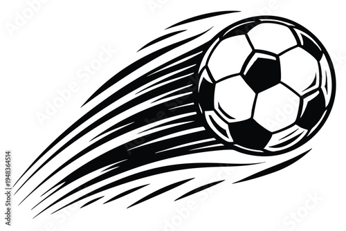 Explosive soccer ball with motion trails, symbolizing power and energetic play