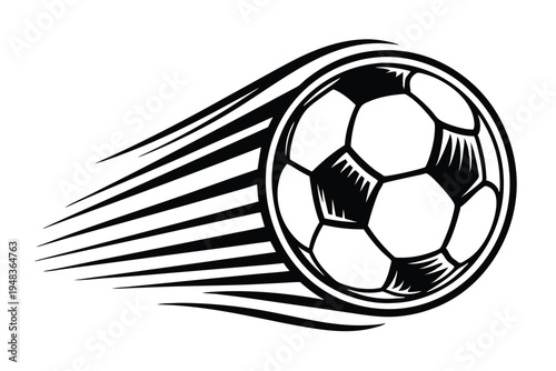 High Speed Soccer Ball With Motion Trails Vector Graphic