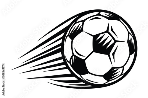Vibrant soccer ball with motion lines, capturing the fast pace of a football match.