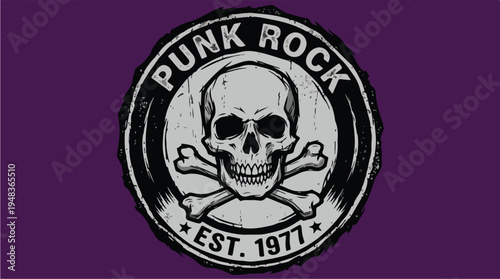 Punk Rock Skull and Crossbones Emblem Est 1971.