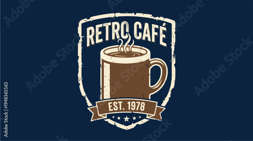 Retro Cafe Est 1978 Coffee Mug Emblem.