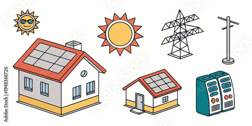 renewable energy sources for homes and businesses Vector