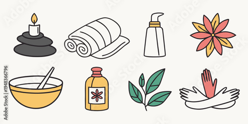 a collection of spa and wellness icons Vector