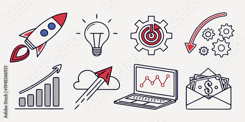 a set of business and productivity icons Vector