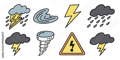 weather warning signs and symbols Vector
