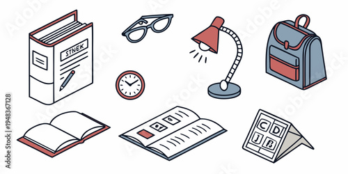 a collection of office and school supplies Vector