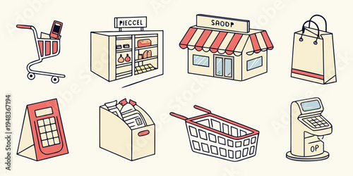 a collection of grocery store icons Vector