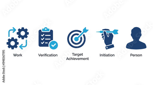 Business Strategy Icons For Planning And Goal Achievement Concepts