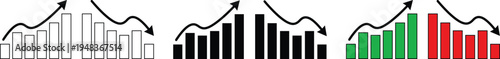 Stock Market Trend Chart Set Financial Data Graph Analytics Vector Icons